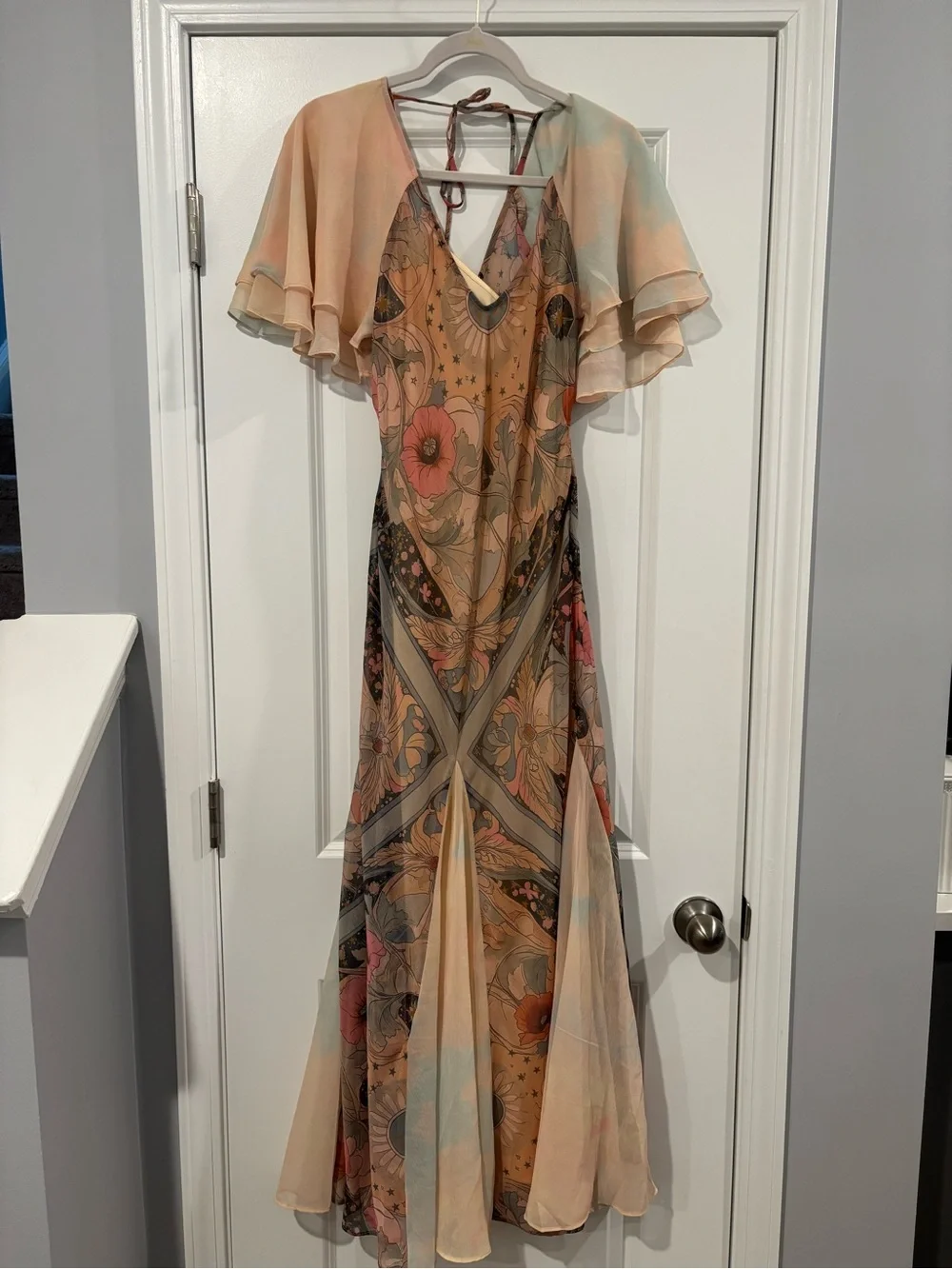 People Bohemian Floral Maxi Dress in Blush Pink